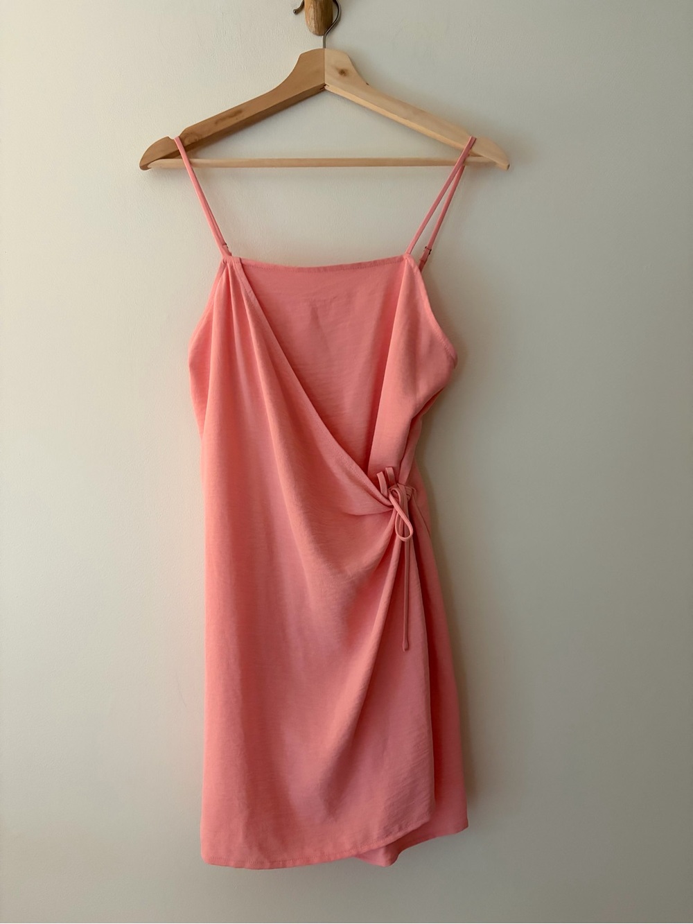 NWOT BP Slip Wrap tie waist Dress in Coral Pink